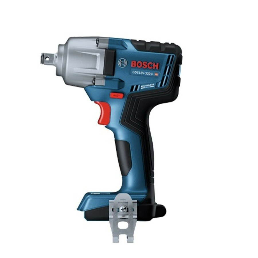 Power Tools Bosch | Bosch Gds18V-330Cn 18V Brushless Lithium-Ion 1/2 In. Cordless Mid-Torque Impact Wrench With Friction Ring And Thru-Hole (Tool Only)