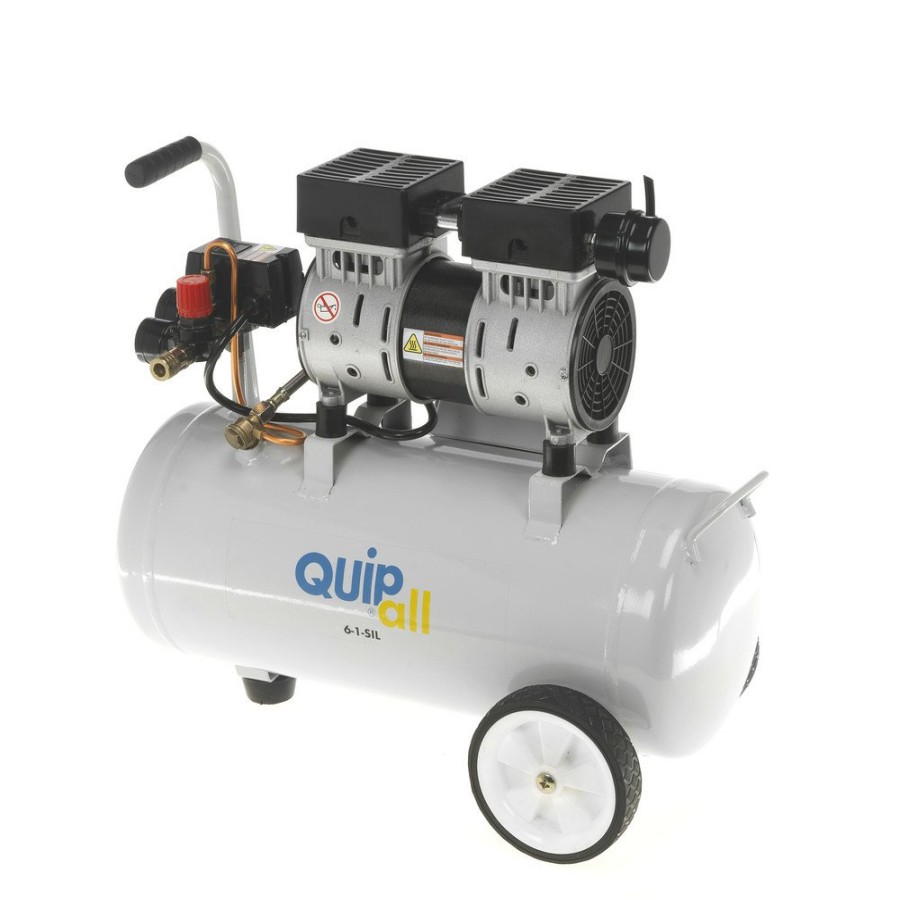 Air Tools And Equipment Quipall Portable Air Compressors | Quipall 6-1-Sil 1 Hp 6.3 Gallon Oil-Free Wheelbarrow Air Compressor