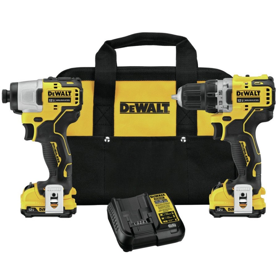 Power Tools Dewalt Impact Drivers | Dewalt Dck221F2 Xtreme 12V Max Cordless Lithium-Ion Brushless 3/8 In. Drill Driver And 1/4 In. Impact Driver Kit (2 Ah)