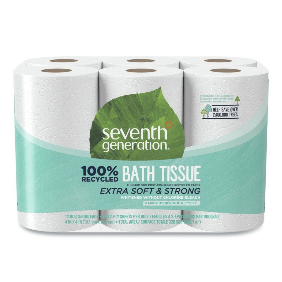 Facility Maintenance & Supplies Seventh Generation | Seventh Generation 13733 100% Recycled 2-Ply Bathroom Tissue - White (240 Sheets/Roll, 12 Rolls/Pack)