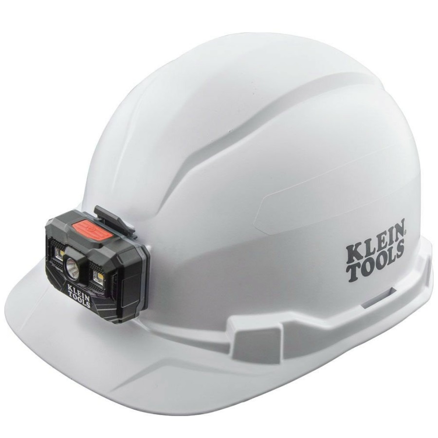 Safety Equipment Klein Tools Hard Hats | Klein Tools 60107Rl Non-Vented Cap Style Hard Hat With Rechargeable Headlamp - White