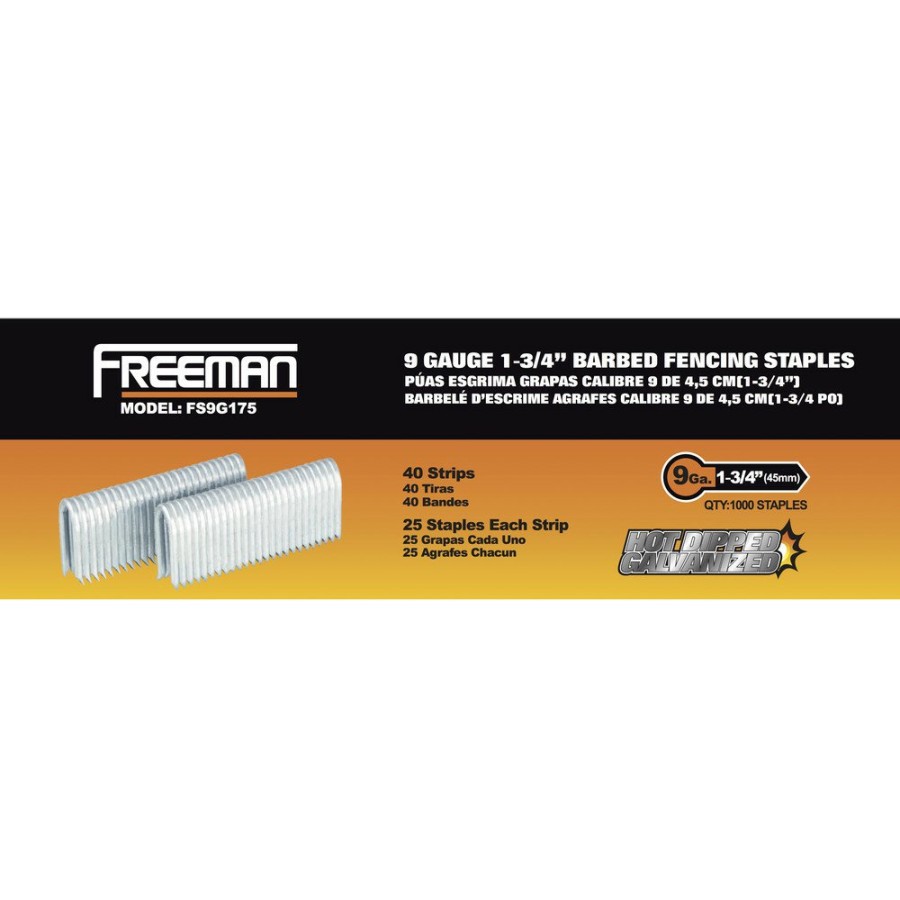 Power Tool Accessories Freeman Staples | Freeman Fs9G175 1-3/4 In. 9-Gauge Hot Dipped Galvanized Divergent Barbed Tip Fencing Staples (1,000-Pack)