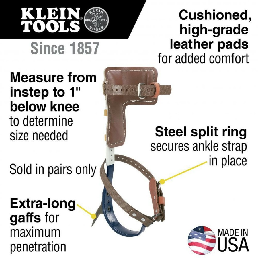 Safety Equipment Klein Tools | Klein Tools Cn1907Ar 2-Piece 2-3/4 In. Gaff 15 In. - 19 In. Tree Climber Set