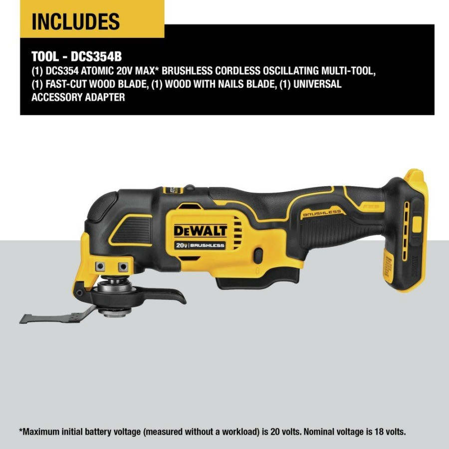 Power Tools Dewalt Oscillating Tools | Dewalt Dcs354B 20V Max Atomic Brushless Oscillating Multi-Tool (Tool Only)