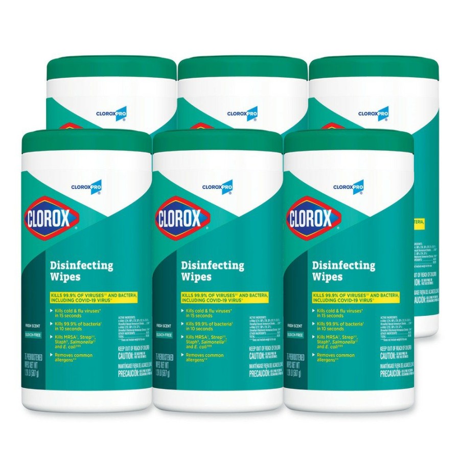 Facility Maintenance & Supplies Clorox Cleaners | Clorox 15949 6-Pack Disinfecting Wipes - Fresh Scent