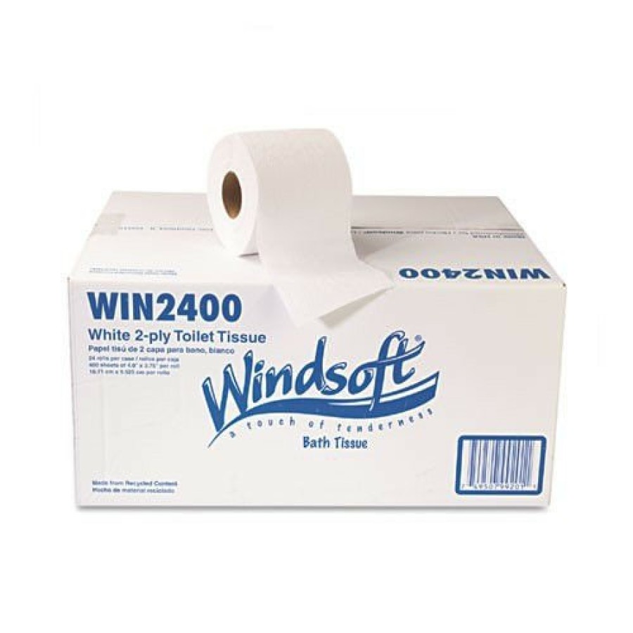 Facility Maintenance & Supplies Windsoft | Windsoft 413476 2-Ply Septic Safe Individually Wrapped Rolls Bath Tissue - White (24 Rolls/Carton)