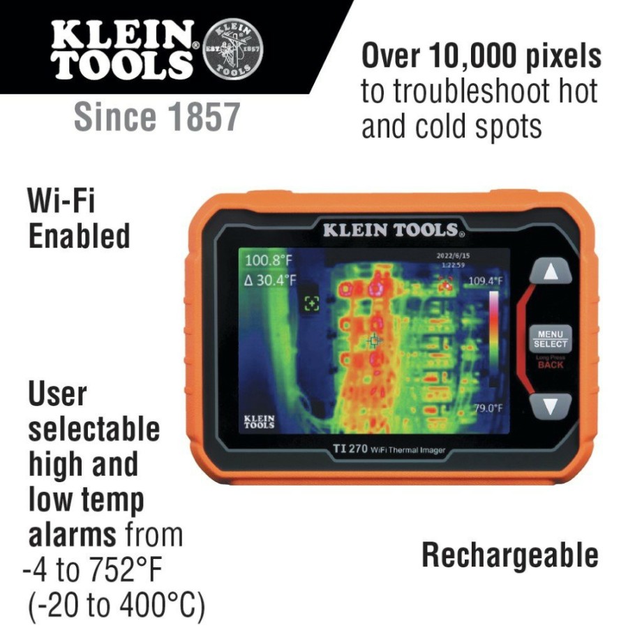 Automotive Klein Tools Inspection Cameras | Klein Tools Ti270 Rechargeable 10000 Pixels Thermal Imaging Camera With Wi-Fi