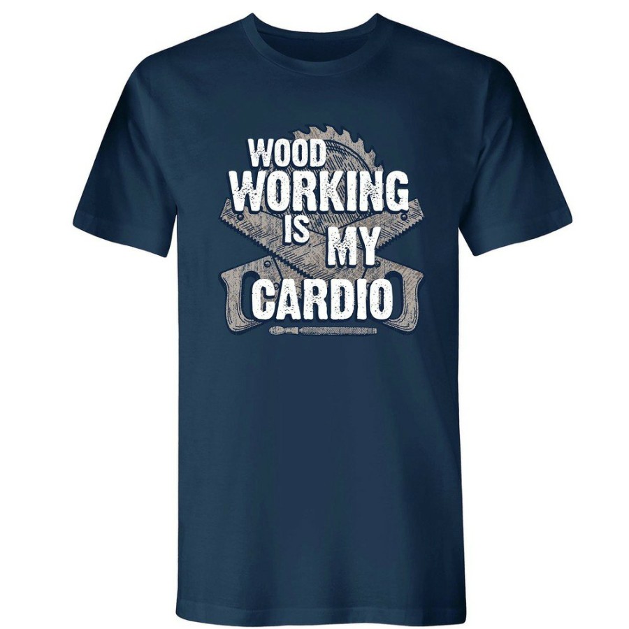 Clothing And Gear Buzz Saw | Buzz Saw Pr1040343X "Wood Working Is My Cardio" Premium Cotton Tee Shirt - 3Xl, Navy Blue