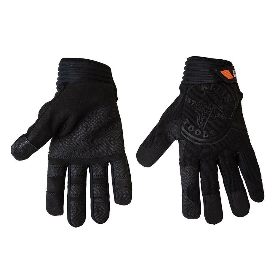 Safety Equipment Klein Tools | Klein Tools 40233 Extra Grip Wire Pulling Work Gloves With Thumb Reinforcements And Grip Patches - Black, Large