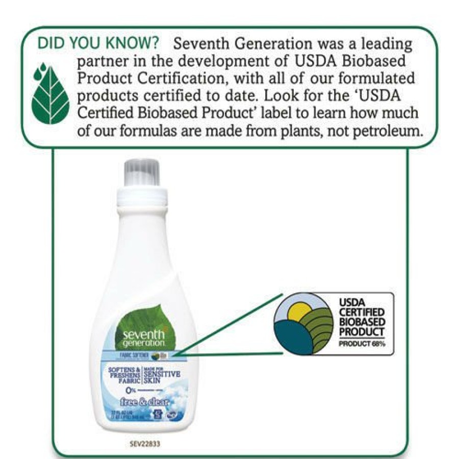 Facility Maintenance & Supplies Seventh Generation Cleaners | Seventh Generation Sev 22833 32 Oz. Natural Liquid Fabric Softener (6/Carton)