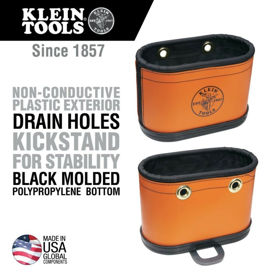 Tool Storage Klein Tools | Klein Tools 5144Bhb 14-Pocket Hard-Body Oval Bucket With Kickstand - Orange