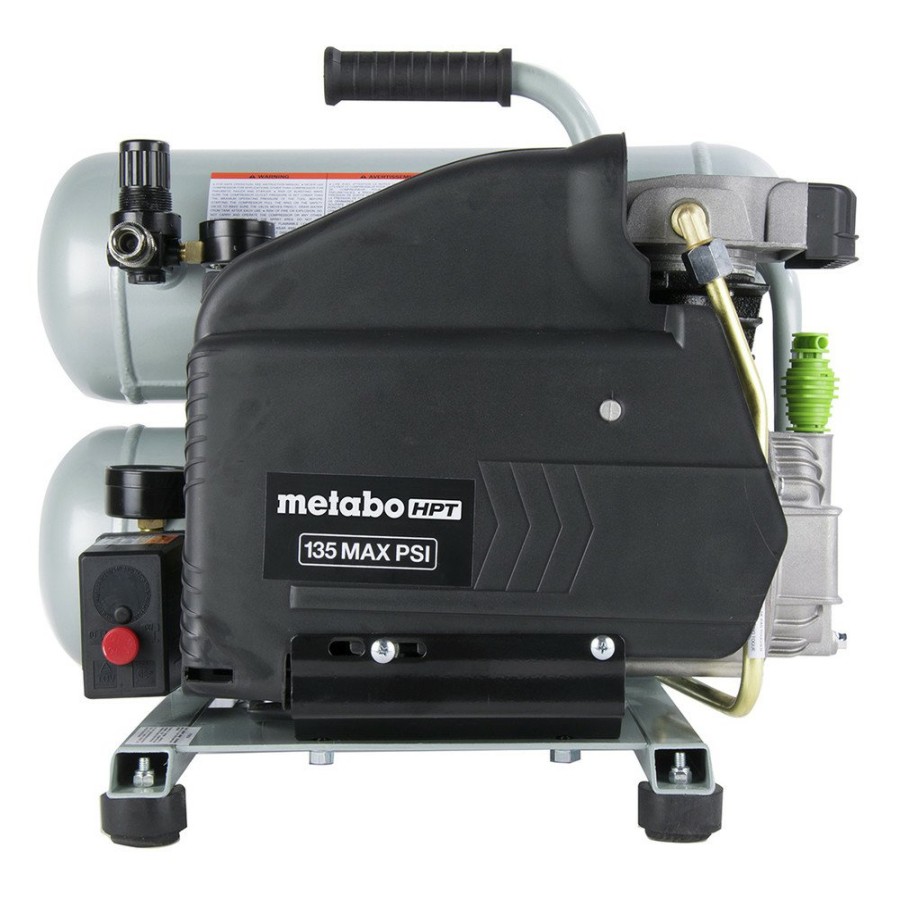 Air Tools And Equipment Metabo HPT Portable Air Compressors | Factory Reconditioned Metabo Hpt Ec99Sm 2 Hp 4 Gallon Oil-Lube Twin Stack Air Compressor