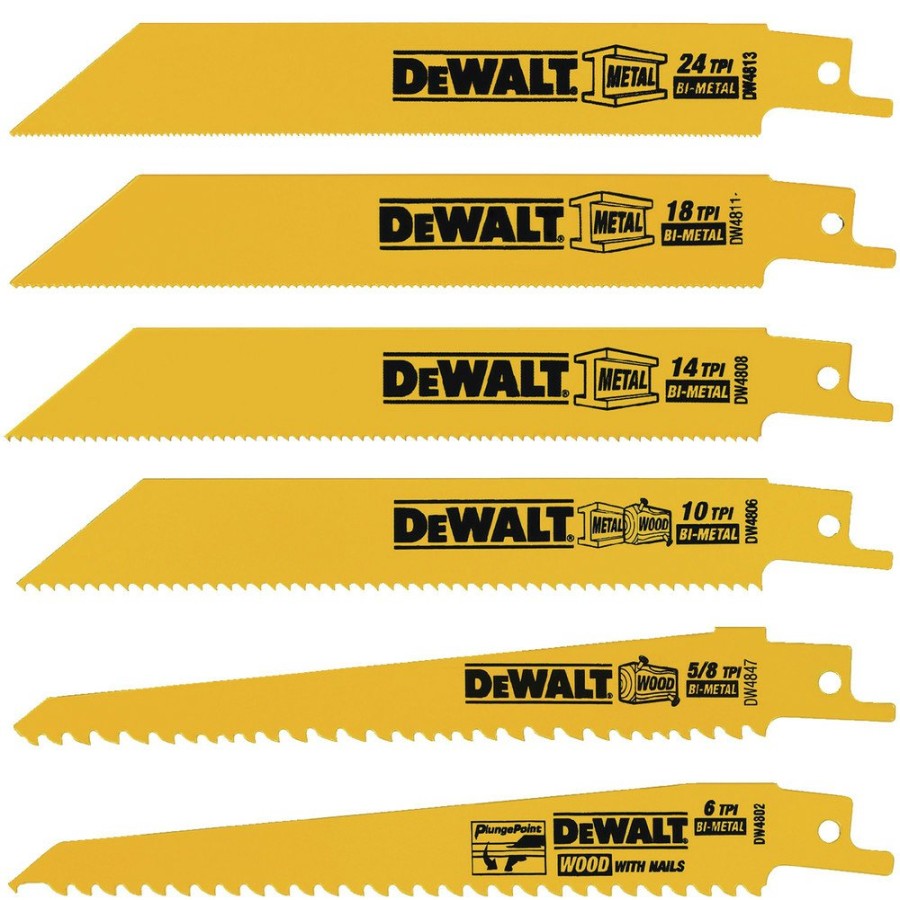 Power Tool Accessories Dewalt Reciprocating Saw Blades | Dewalt Dw4856 6-Piece Reciprocating Saw Blade Set