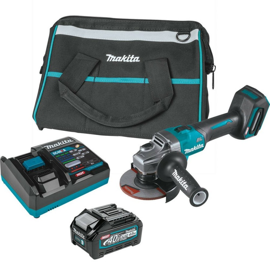 Power Tools Makita Angle Grinders | Makita Gag01M1 40V Max Xgt Brushless Lithium-Ion 4-1/2 In./5 In. Cordless Cut-Off/Angle Grinder Kit With Electric Brake (4 Ah)