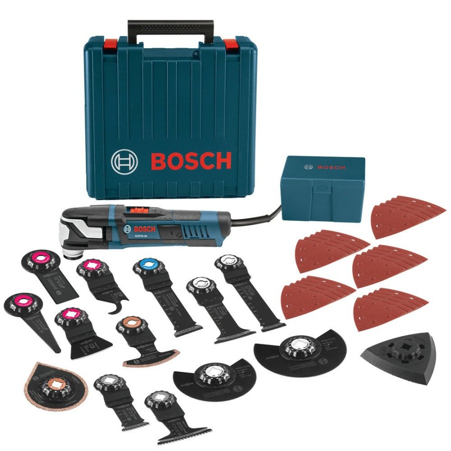 Power Tools Bosch Oscillating Tools | Bosch Gop55-36C2 5.5 Amp Starlockmax Oscillating Multi-Tool Kit With 40-Piece Accessory Kit