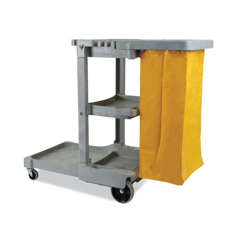 Facility Maintenance & Supplies Boardwalk Cleaning Carts | Boardwalk 3485204 22 In. X 44 In. X 38 In. 4 Shelves 1 Bin Plastic Janitor'S Cart - Gray