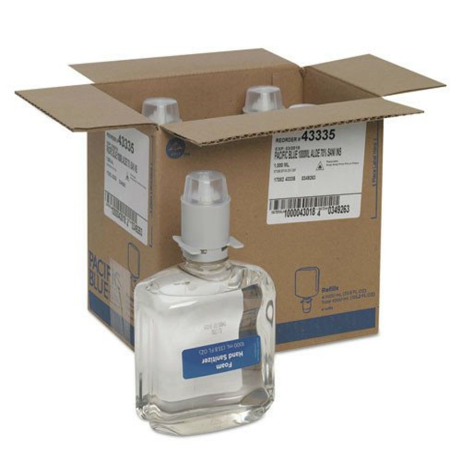 Facility Maintenance & Supplies Georgia Pacific Professional Hand Sanitizers | Georgia Pacific Professional 43335 Pacific Blue 1000 Ml Ultra Foam Hand Sanitizer Refills For Manual Dispensers - Fragrance-Free (4-Piece/Carton)