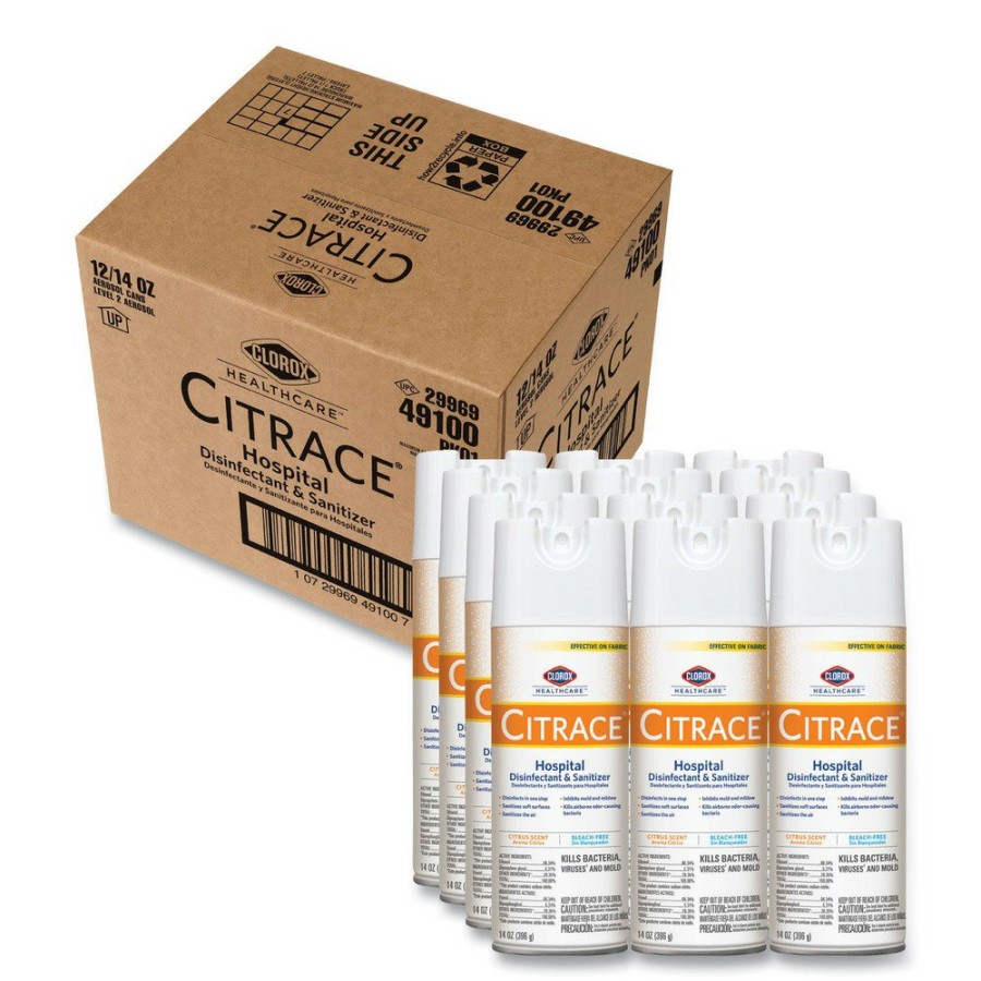 Facility Maintenance & Supplies Clorox Healthcare Cleaners | Clorox Healthcare 49100 14 Oz. Aerosol Citrus Citrace Hospital Disinfectant And Deodorizer (12/Carton)