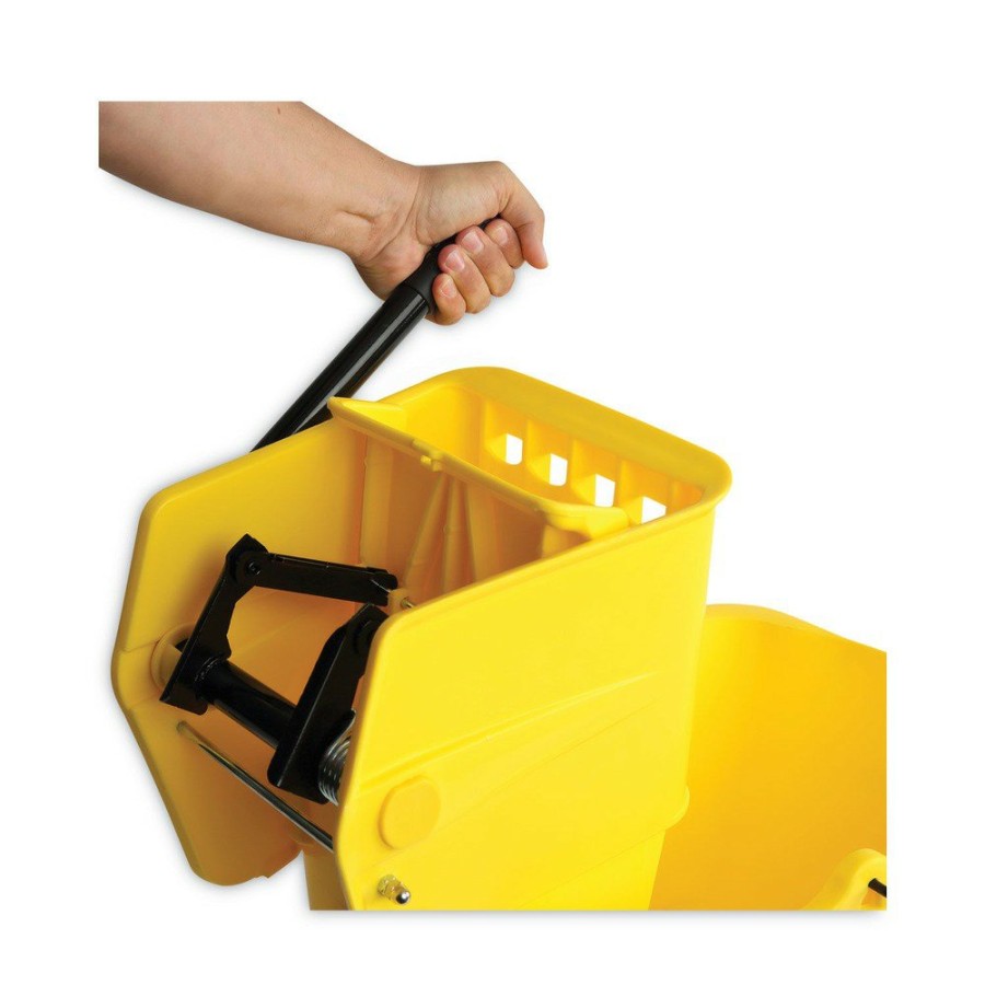 Facility Maintenance & Supplies Boardwalk Cleaning Tools | Boardwalk 3485205 8.75 Gal. Pro-Pac Side-Squeeze Wringer/Bucket Combo - Yellow/Silver