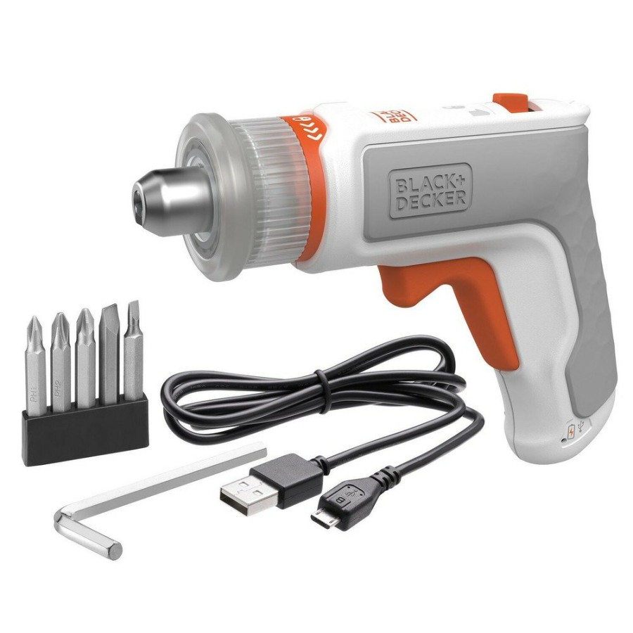 Hand Tools Black & Decker | Black & Decker Bcrta601Wapb 4V Max L-Shape Cordless Hex Driver - White