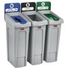 Facility Maintenance & Supplies Rubbermaid Commercial | Rubbermaid Commercial 2007918 Slim Jim 69 Gallon 3 Stream Landfill/Mixed Recycling/Compost Recycling Station Kit - Gray