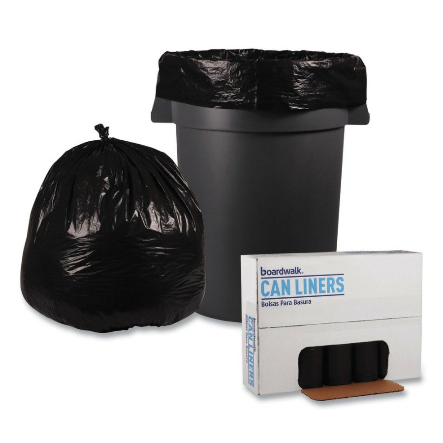 Facility Maintenance & Supplies Boardwalk | Boardwalk Bwk517 40 In. X 46 In. 45 Gal. 1.2 Mil Recycled Low-Density Polyethylene Can Liners - Black (100/Carton)