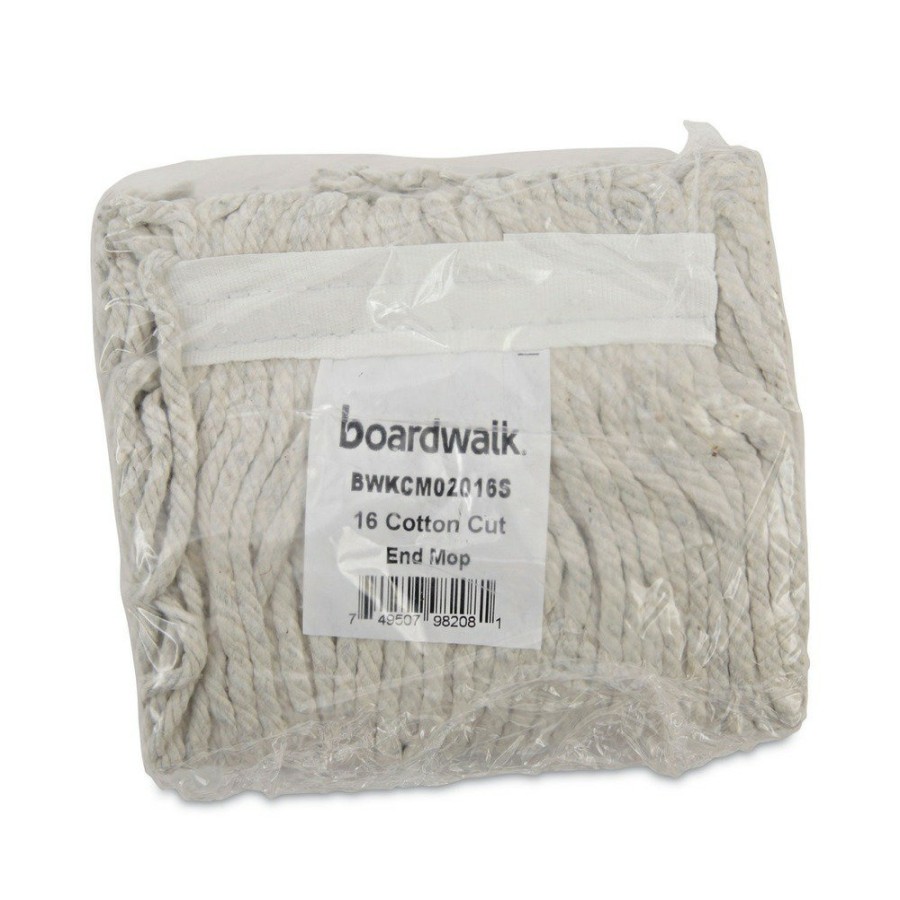 Facility Maintenance & Supplies Boardwalk Cleaning Tools | Boardwalk Bwkcm02016S 4-Ply #16 Band Cotton Cut-End Mop Head - White (12/Carton)