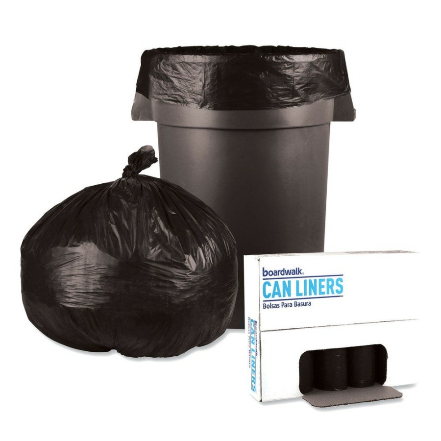 Facility Maintenance & Supplies Boardwalk | Boardwalk H7658Hkkr01 0.65 Mil 38 In. X 58 In. 60 Gallon Low-Density Can Liners - Black (100/Carton)