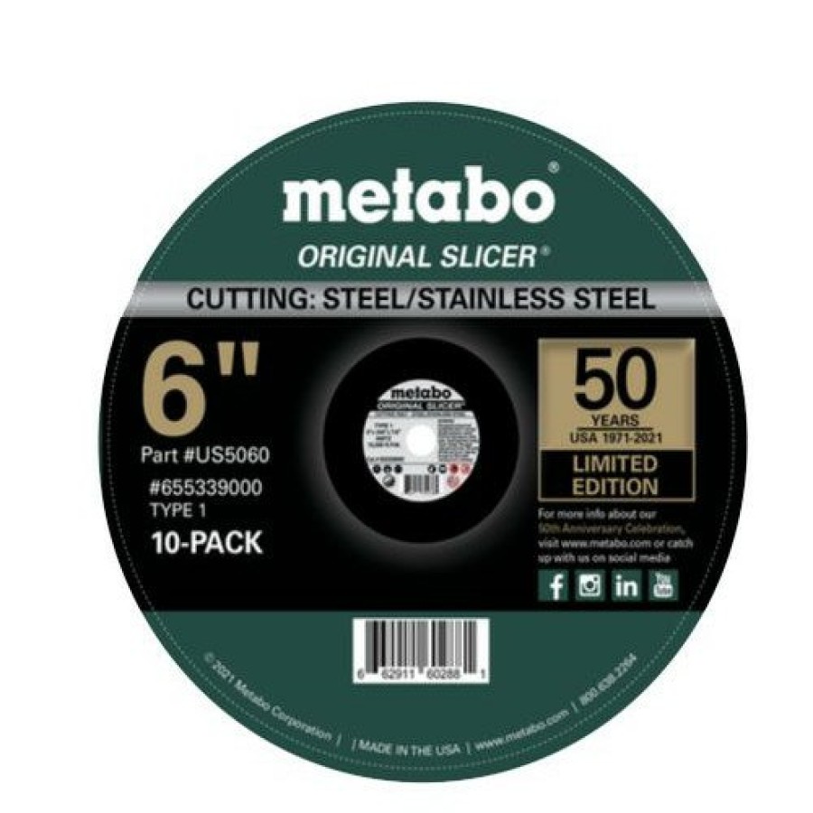 Power Tool Accessories Metabo Grinding Wheels | Metabo Us5060 10-Pack 50Th Anniversary Limited Edition 6 In. Original Slicers