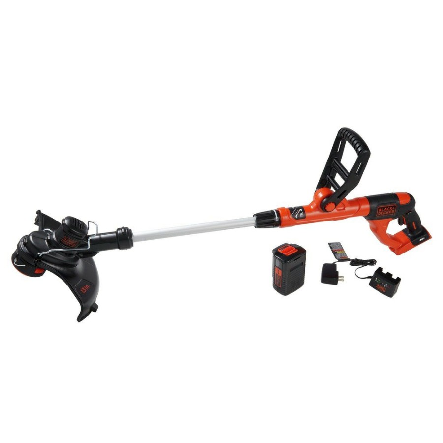 Outdoor Power Tools & Equipment Black & Decker String Trimmers | Black & Decker Lst140C 40V Max Lithium-Ion Cordless String Trimmer Kit (1.5 Ah)