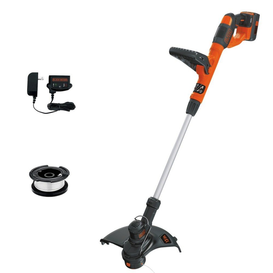 Outdoor Power Tools & Equipment Black & Decker String Trimmers | Black & Decker Lst140C 40V Max Lithium-Ion Cordless String Trimmer Kit (1.5 Ah)