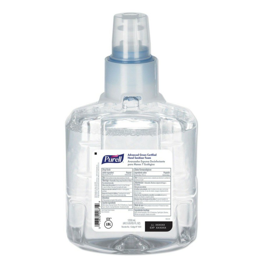 Facility Maintenance & Supplies PURELL Hand Sanitizers | Purell 1904-02 Advanced 1200 Ml Hand Sanitizer Green Certified Foam Refill For Ltx-12 Dispensers (2/Carton)