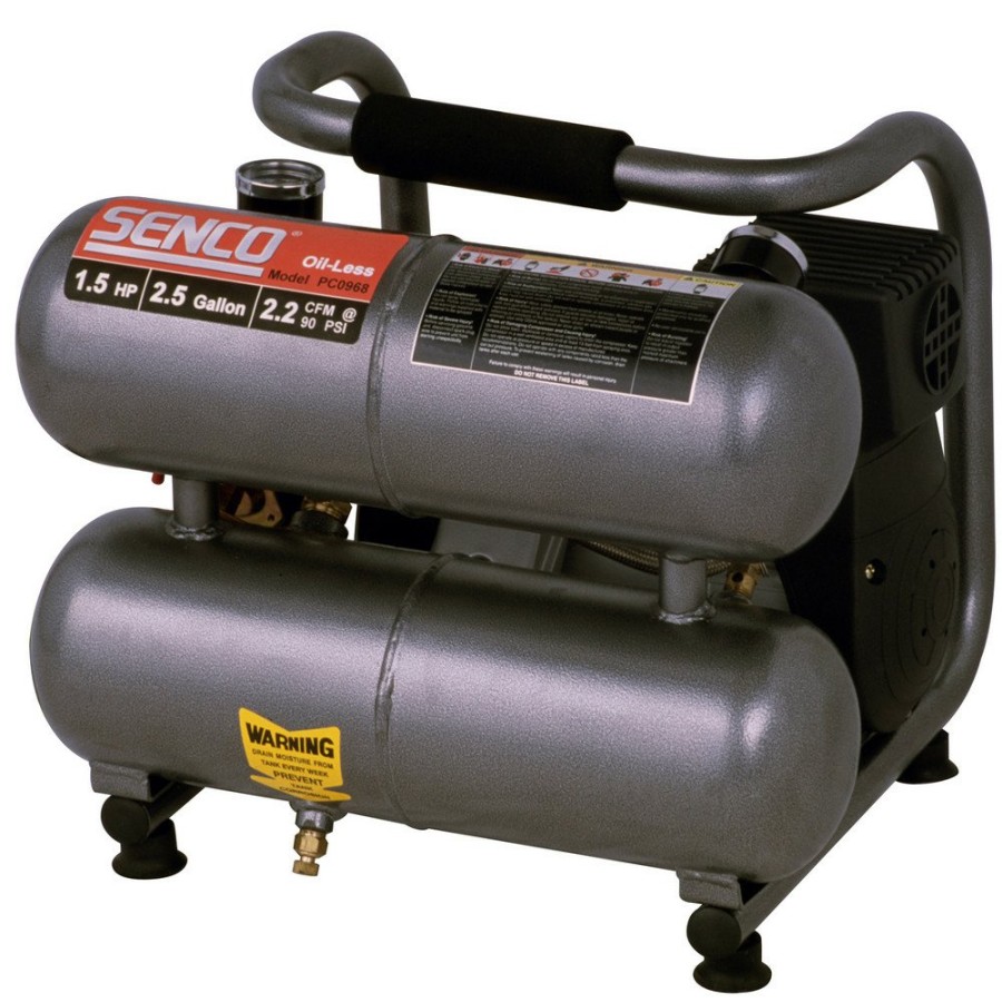 Air Tools And Equipment SENCO Portable Air Compressors | Senco Pc0968 1.5 Hp 2.5 Gallon Oil-Free Twin Stack Air Compressor