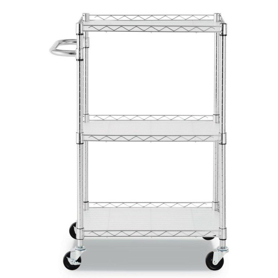 Facility Maintenance & Supplies Alera Cleaning Carts | Alera Alesw322416Sr 24 In. X 16 In. X 39 In. 450 Lbs. Capacity 3-Shelf Wire Cart With Liners - Silver