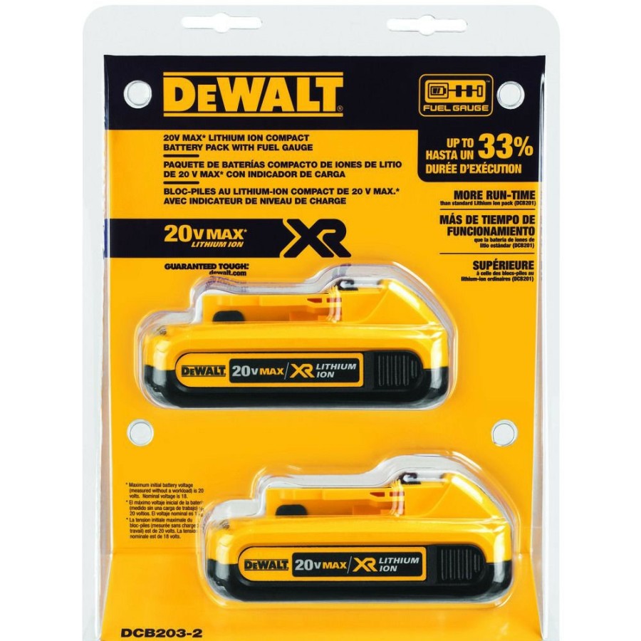 Batteries & Chargers Dewalt | Dewalt Dcb203-2 (2) 20V Max 2 Ah Lithium-Ion Compact Batteries