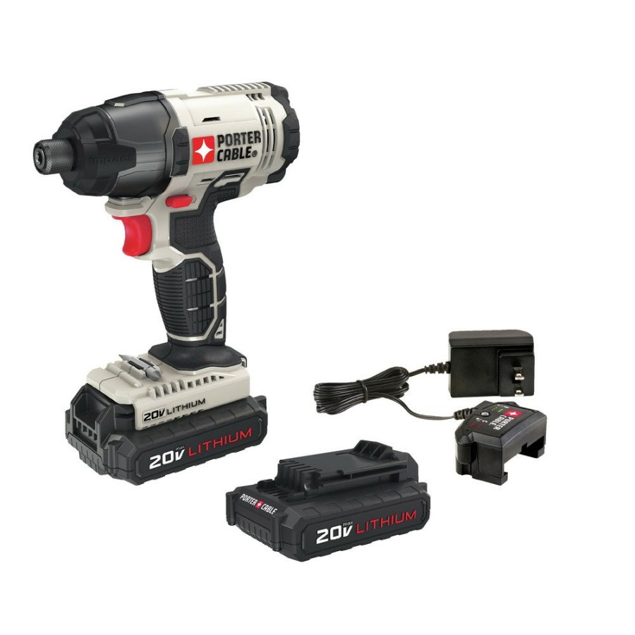 Power Tools Porter-Cable Impact Drivers | Porter-Cable Pcc641Lb 20V Max 1.3 Ah Cordless Lithium-Ion 1/4 In. Hex Impact Driver Kit