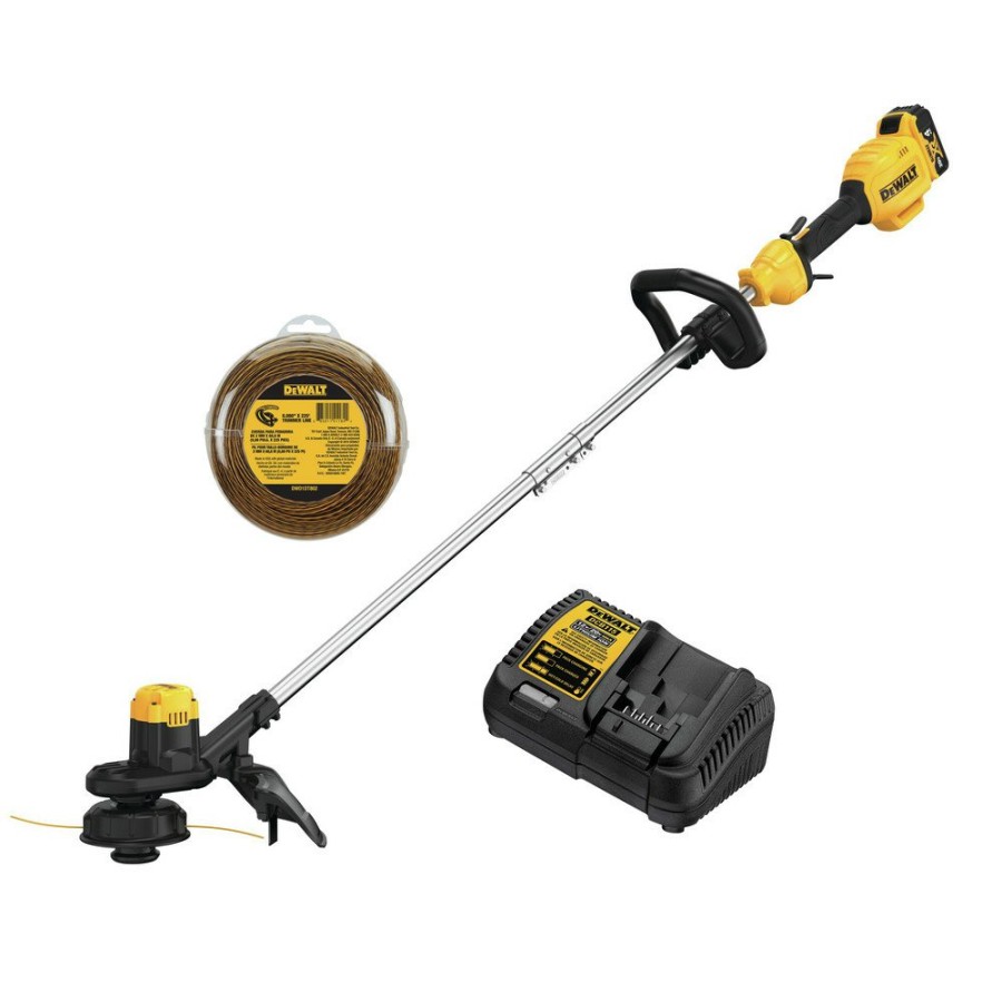 Outdoor Power Tools & Equipment Dewalt String Trimmers | Dewalt Dcst925M1-Dwo1Dt802 20V Max Lithium-Ion 13 In. Cordless String Trimmer And 0.080 In. X 225 Ft. String Trimmer Line Bundle (4 Ah)