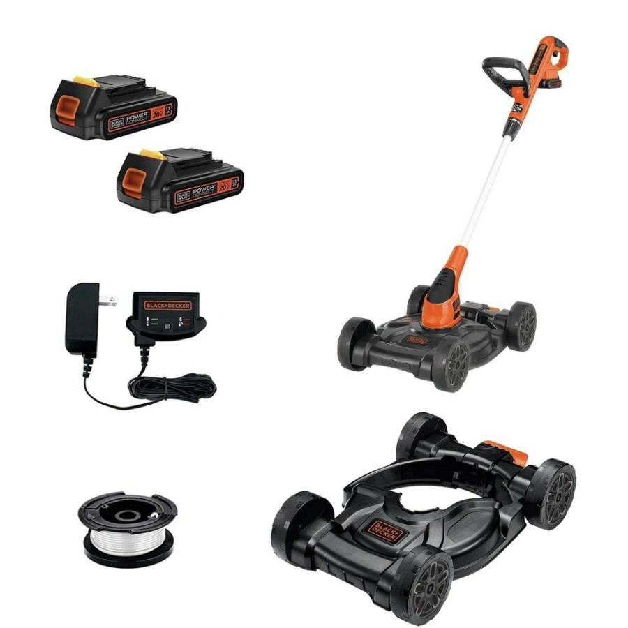 Outdoor Power Tools & Equipment Black & Decker String Trimmers | Black & Decker Mtc220 20V Max Lithium-Ion 3-In-1 Cordless Trimmer/Edger And Mower Kit With 2 Batteries (2 Ah)