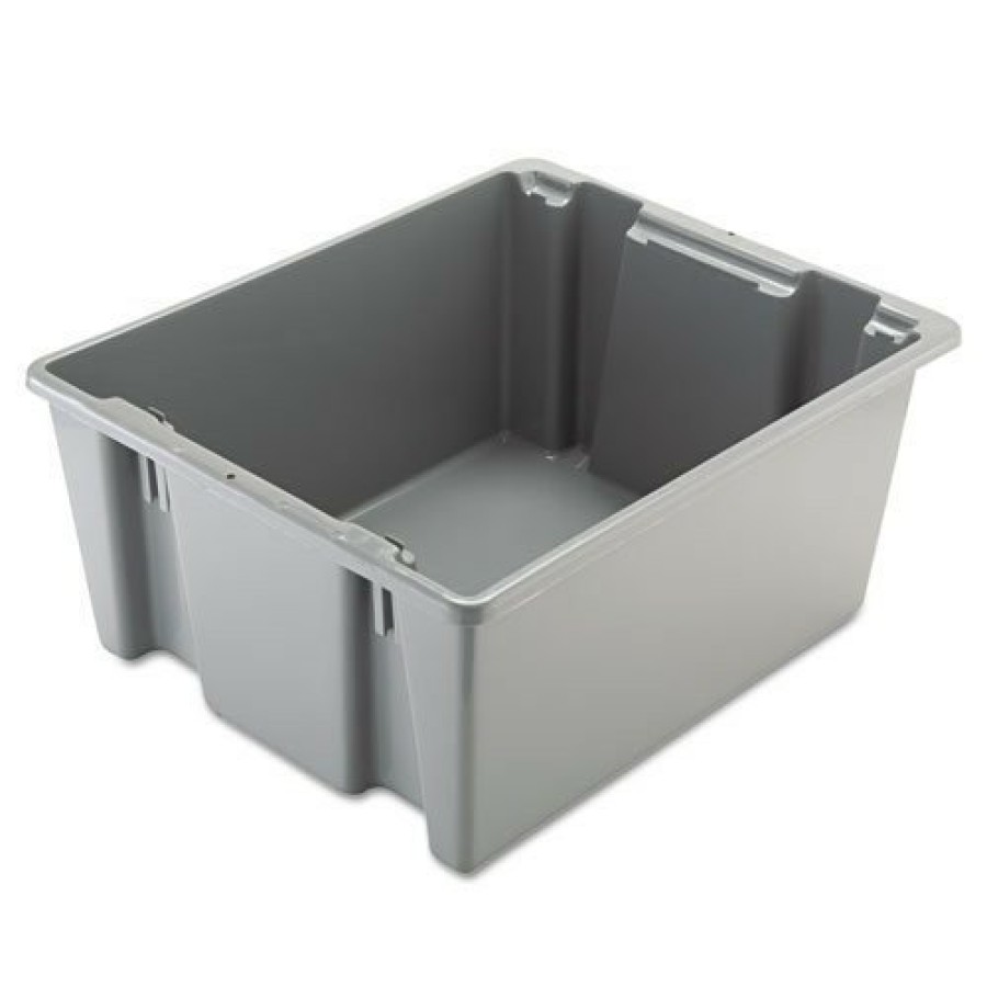 Facility Maintenance & Supplies Rubbermaid Commercial Cleaning Carts | Rubbermaid Commercial Fg173100Gray Palletote 2 Cu Ft. Capacity 23.50 In. X 19.50 In. X 10 In. Stack And Nest Box - Gray